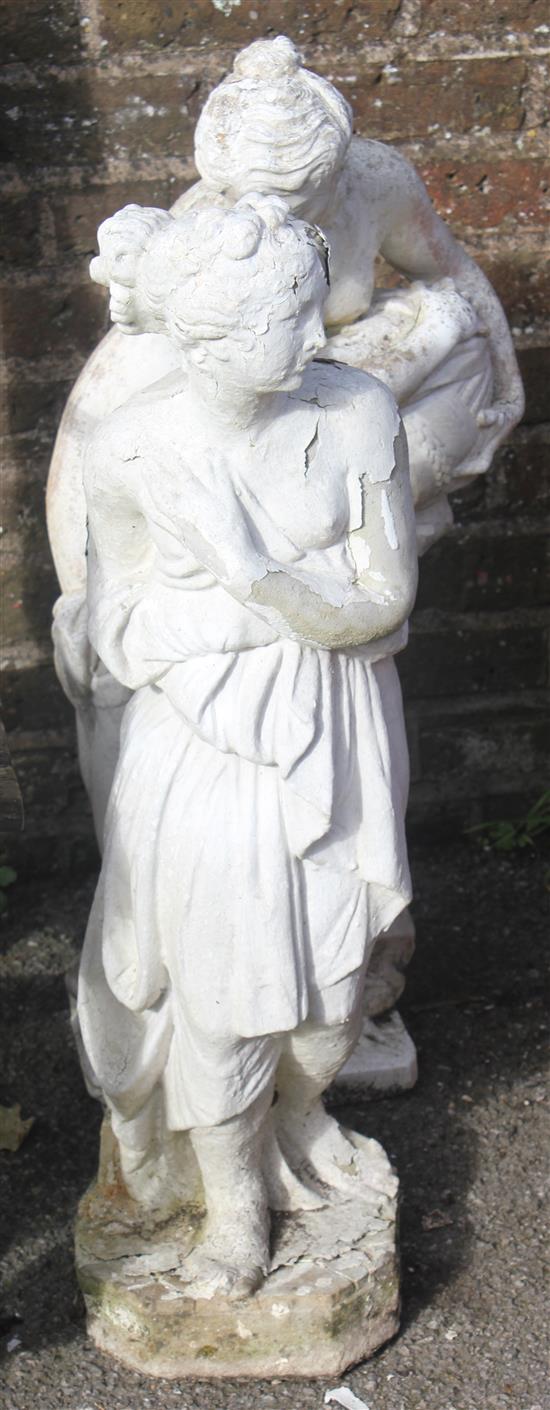 2 stone garden figures